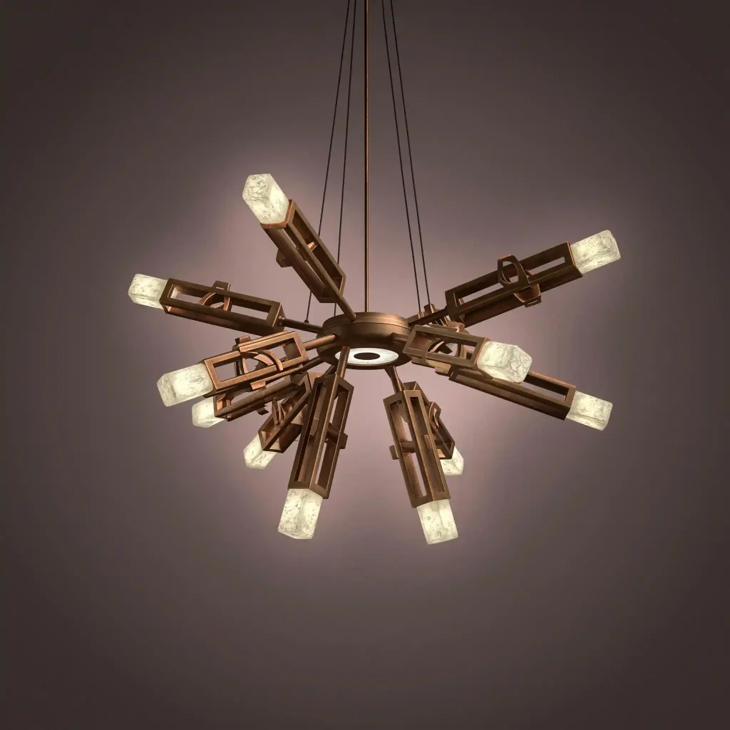 Industrial bedroom chandelier idea with exposed bulbs