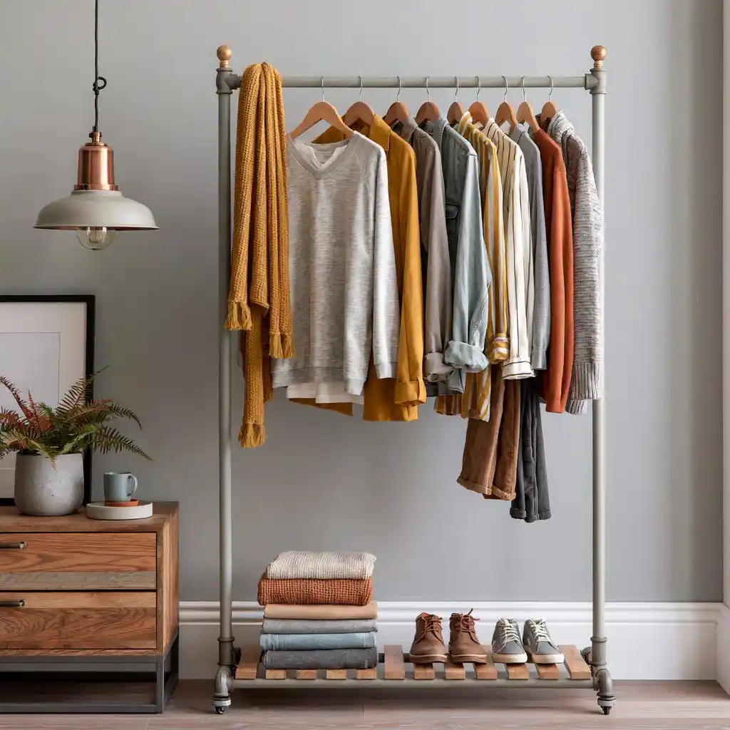  Industrial pipe DIY clothes rack design