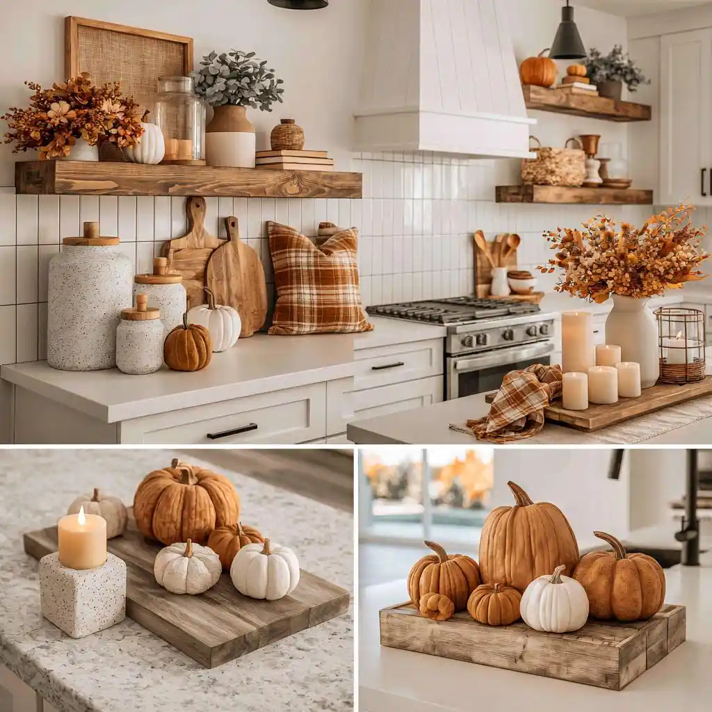  Farmhouse fall kitchen decor open shelves