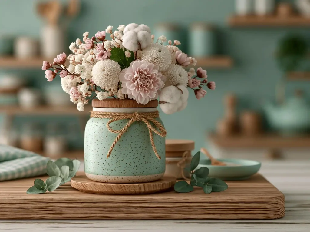 Faux floral arrangement bathroom decor idea