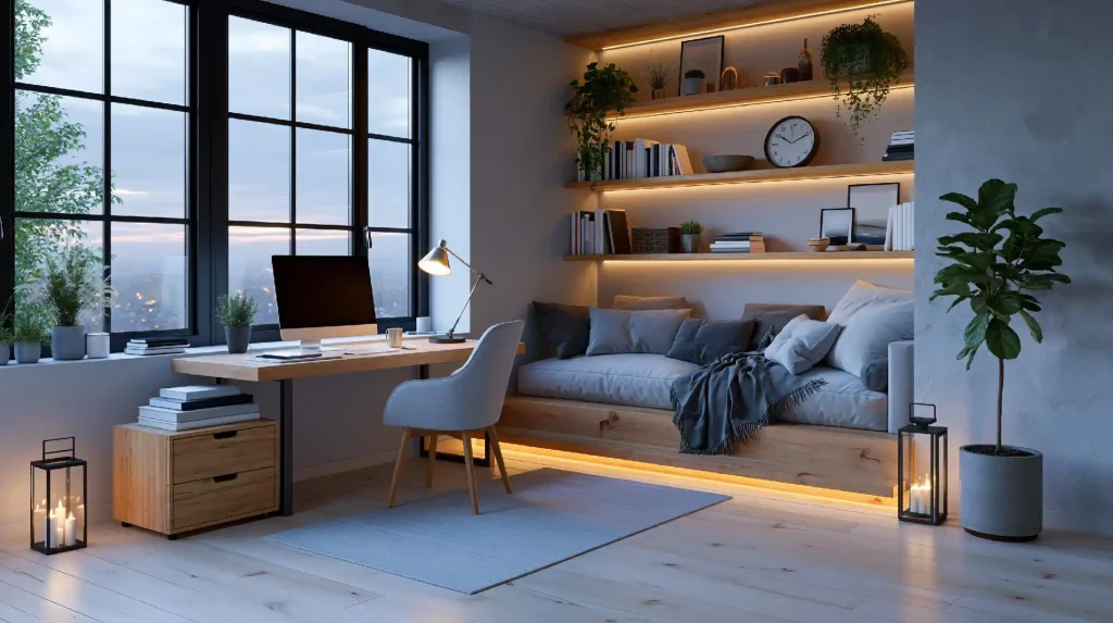  Fold-down desk hidden bed idea workspace