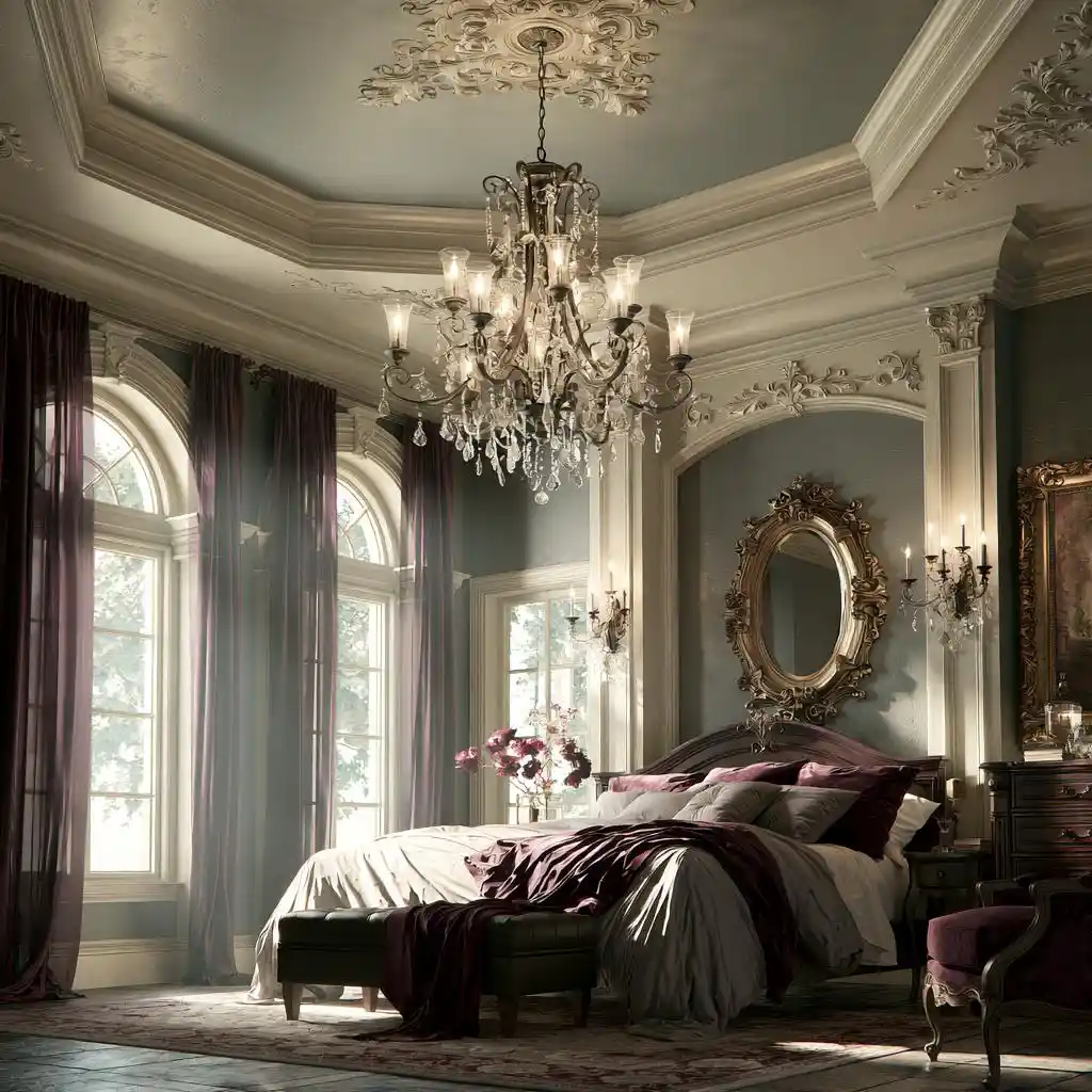  Crystal chandelier idea for classic master bedroom