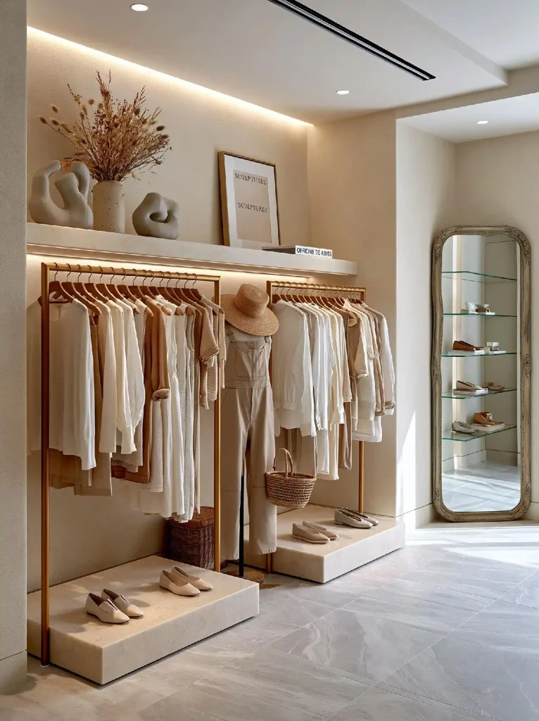 DIY clothes rack boutique dressing room idea