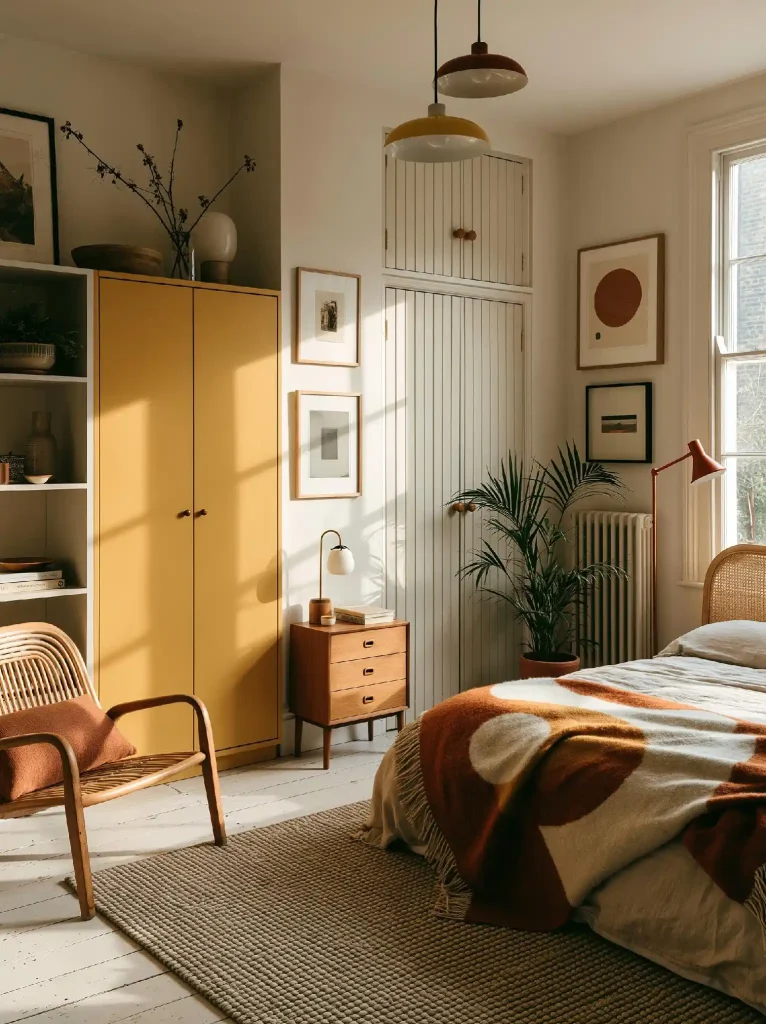 Creative closet door ideas with yellow wardrobe