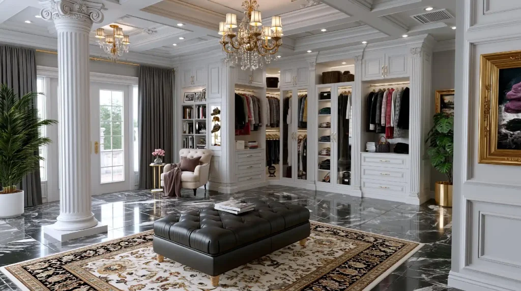 Luxury boutique interior design walk-in closet