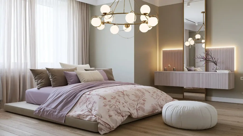 Bedroom lamp design with chandelier lighting