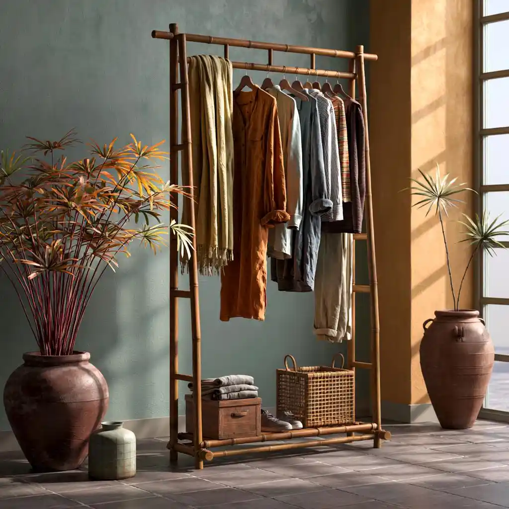 Bamboo DIY clothes rack natural finish