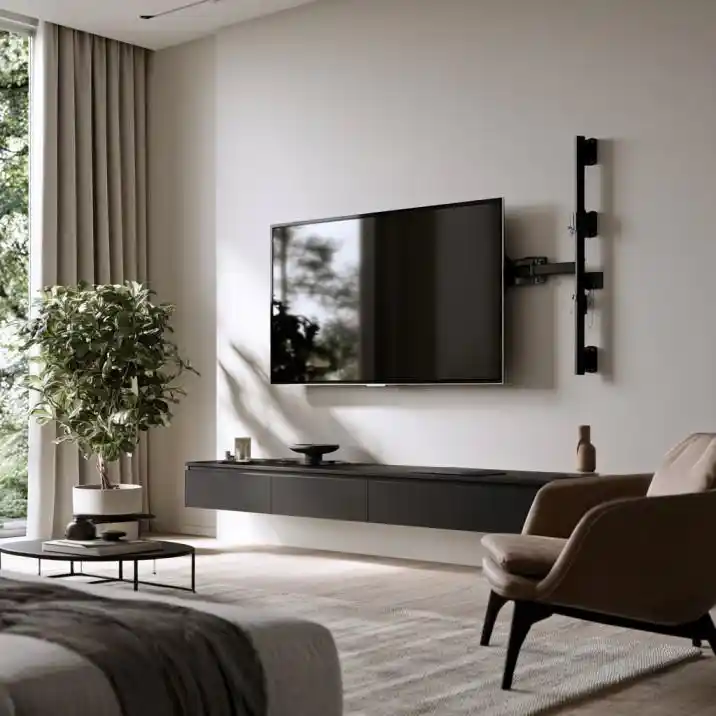 Wall mounted swivel rotating TV stand idea