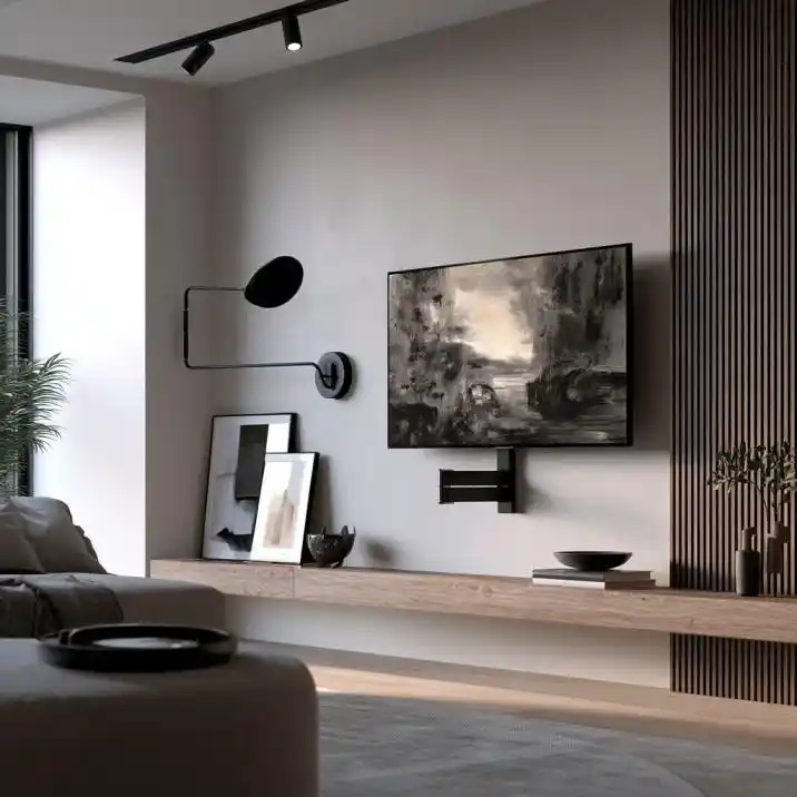 Minimalist rotating TV unit with swivel mechanism