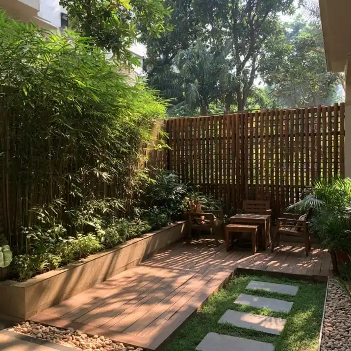  Outdoor bamboo wall design privacy screen on patio