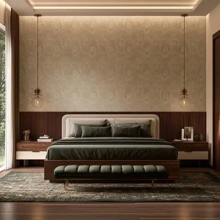 Beige and gold Royale Play bedroom wall