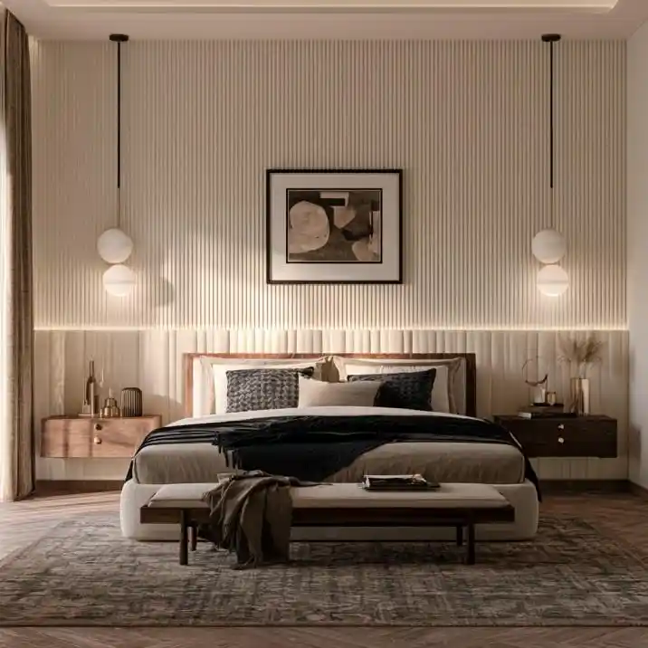 Beige linen texture Royale Play accent wall
