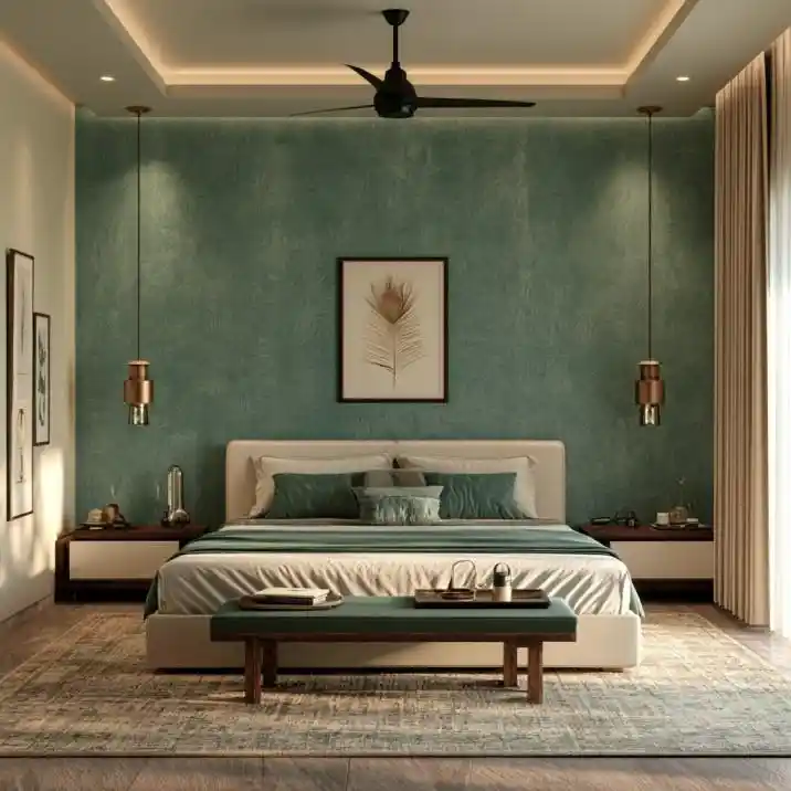 Sage green Royale Play textured feature wall