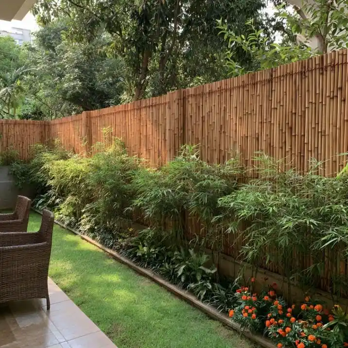 Bamboo boundary wall design for garden fence