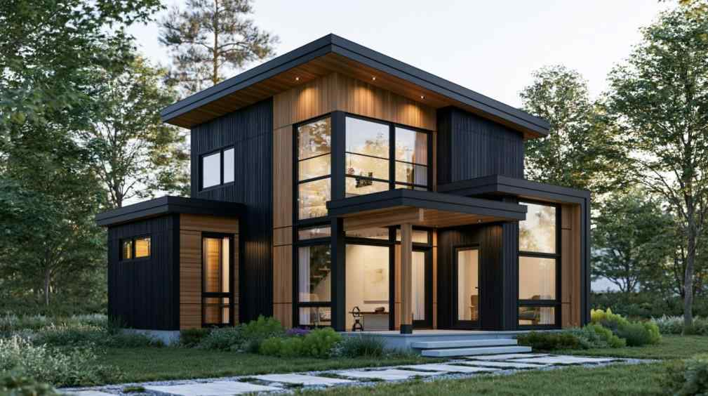 Modern wooden house kitchen design exterior