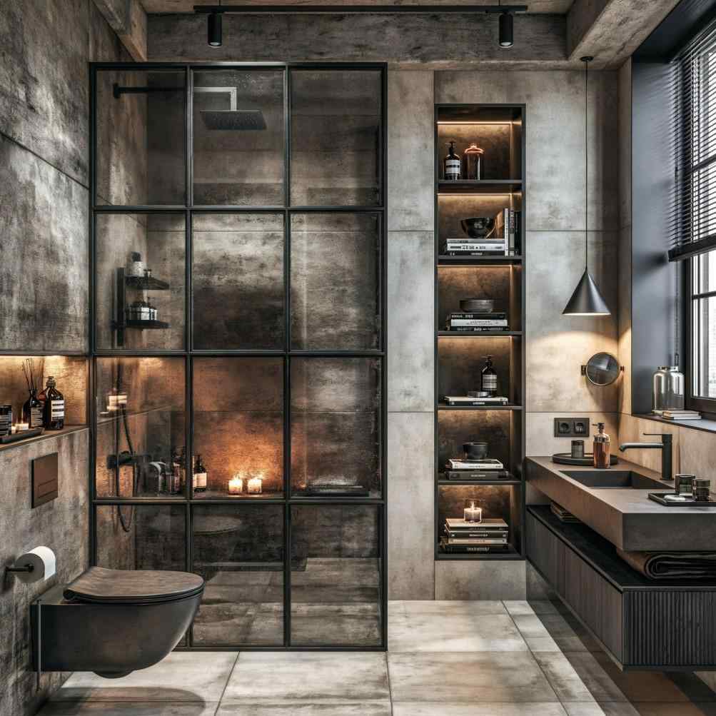  Modern shower room design built-in niches