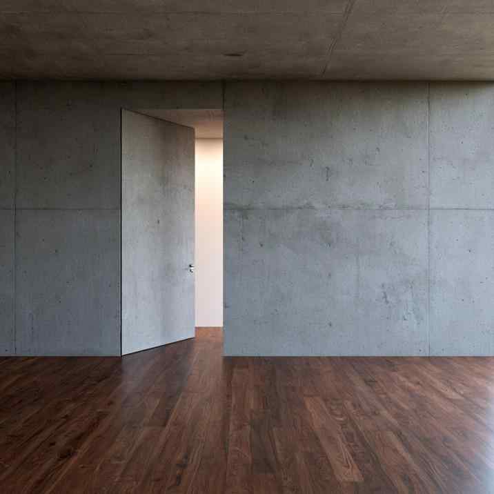 Hidden door design in seamless concrete wall