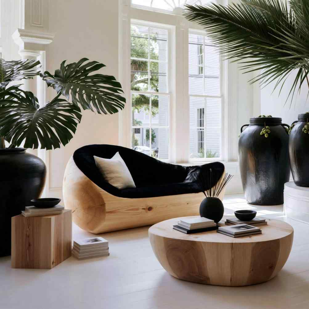  Indoor landscaping living room with large plants