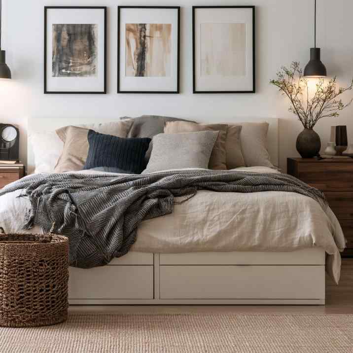 Dead space ideas with storage below bed