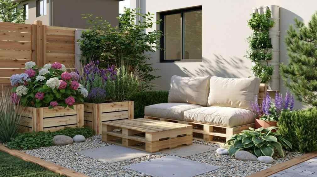 DIY pallet furniture garden seating corner