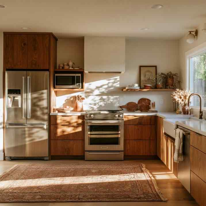 Flat-panel wooden kitchen cabinet door designs sunlit kitchen