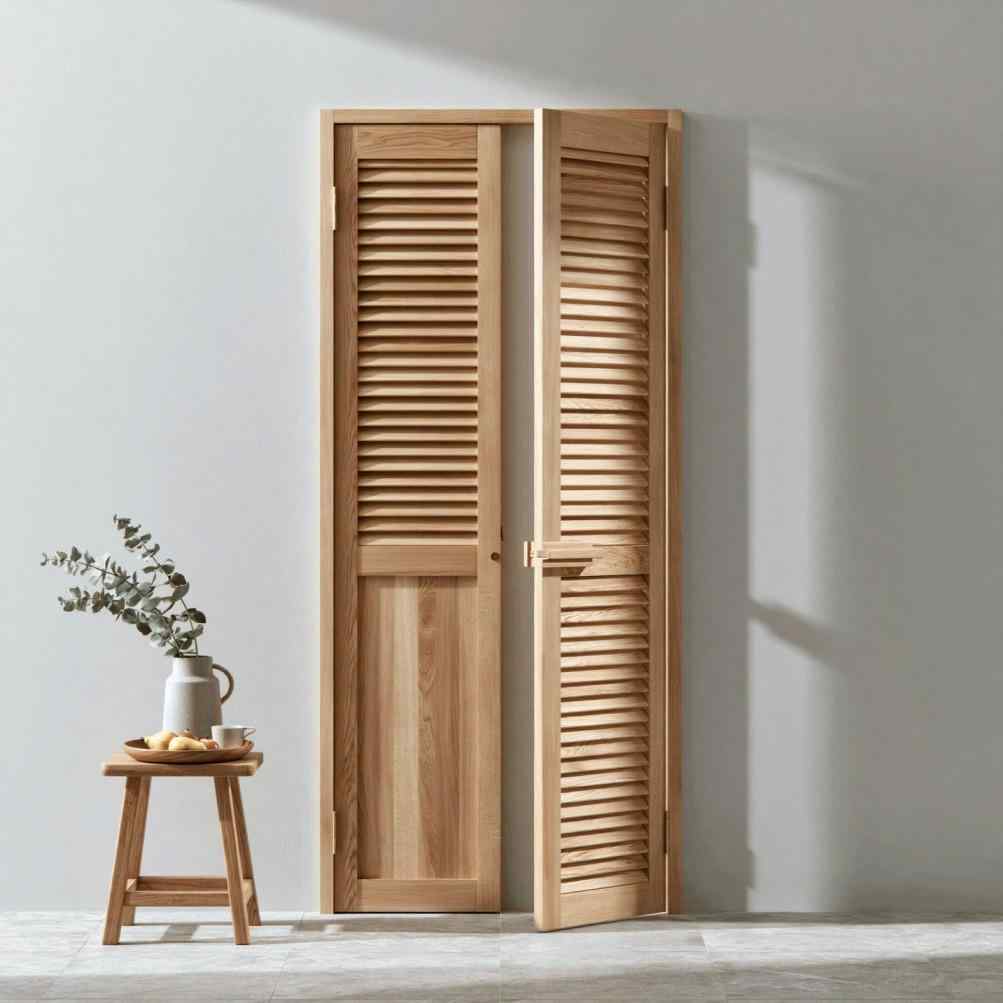 Wooden swing door design louvered panel