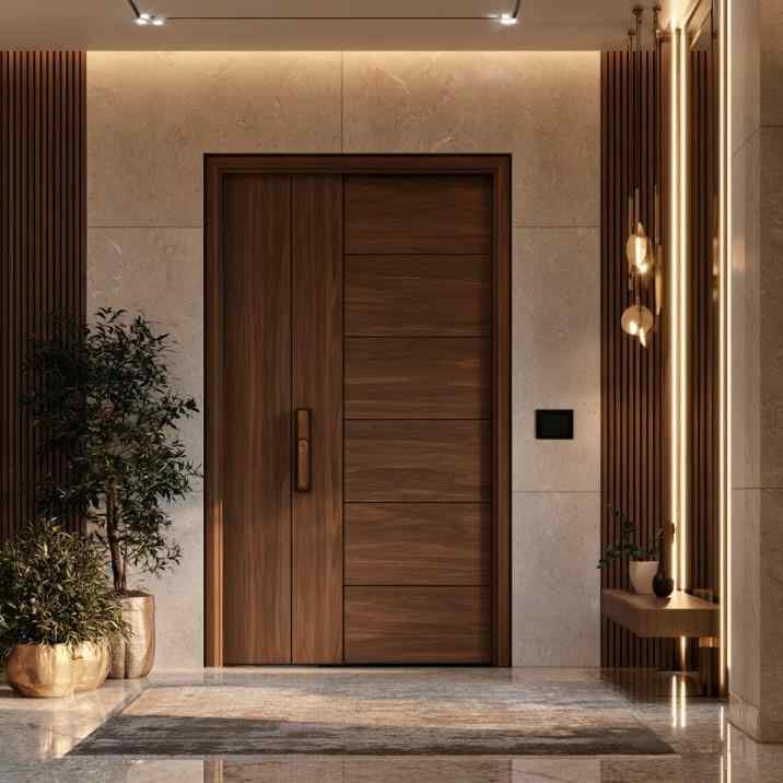 Wooden swing door design modern entrance