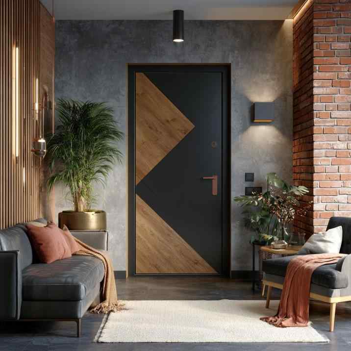 Swing door design industrial living room