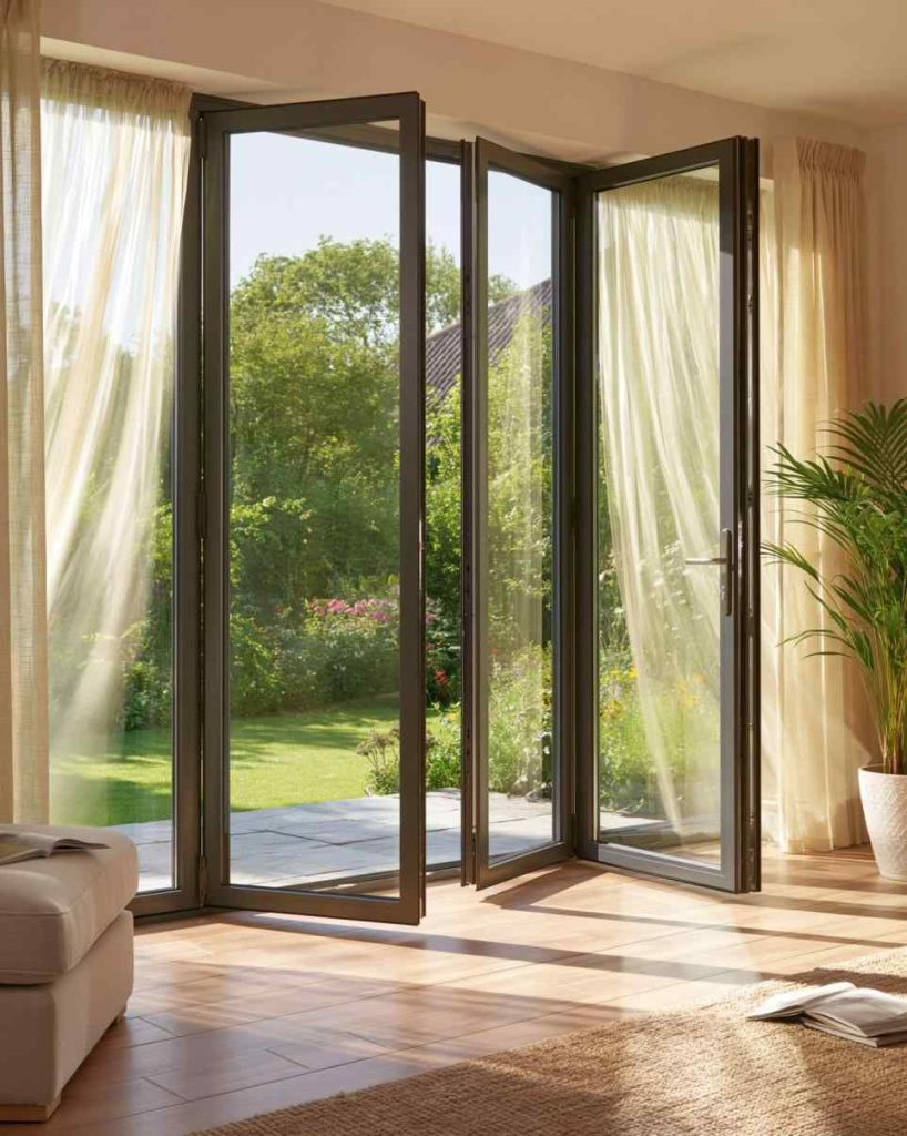 Swing glass door design patio opening