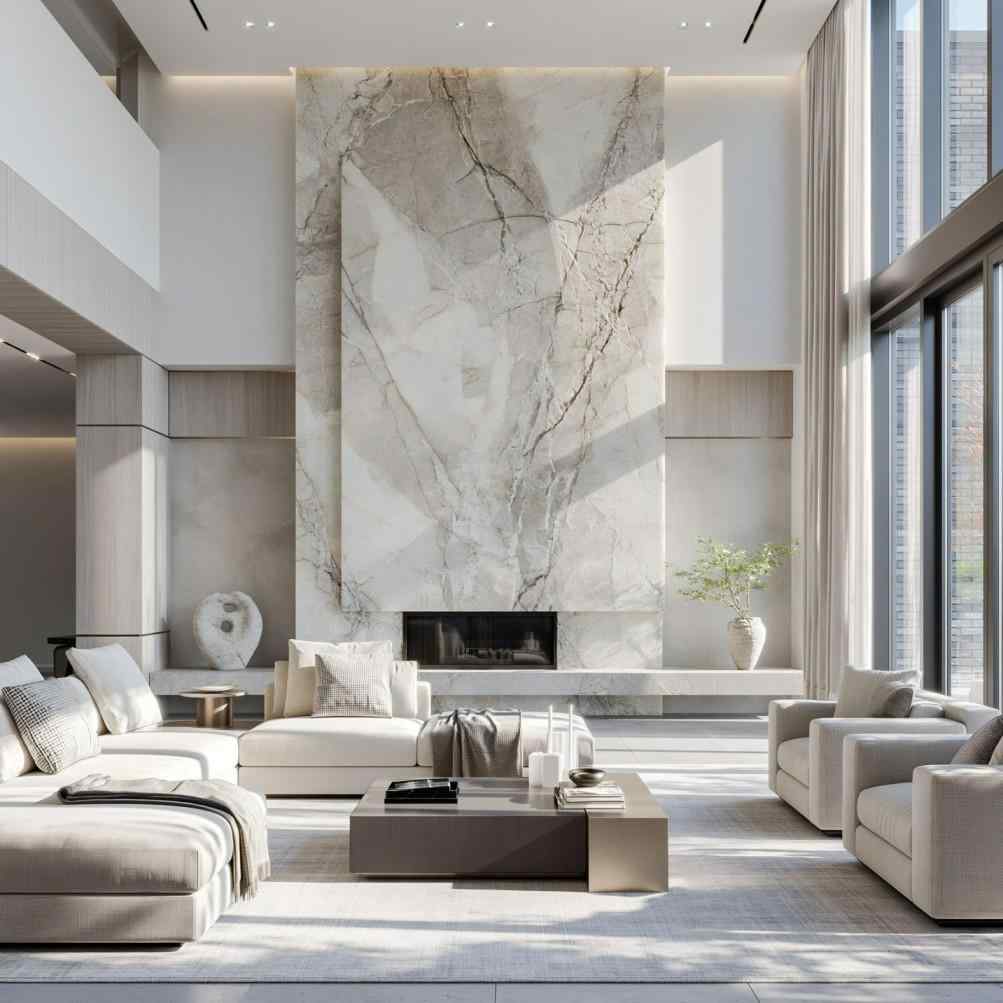 White marble texture wallpaper living room wall