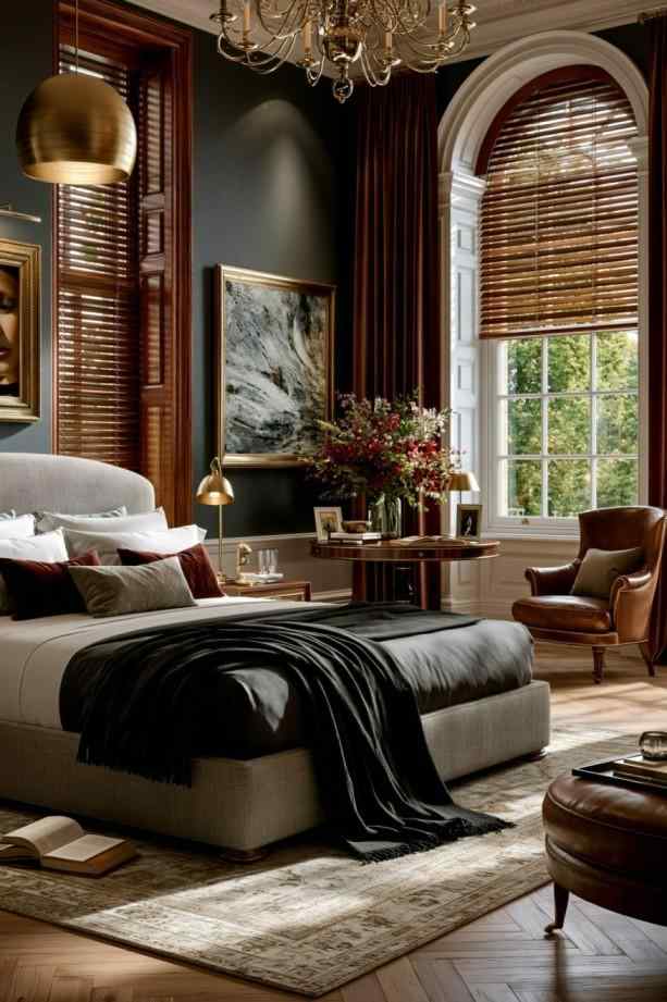Opulent home decor rich colour palette bedroom