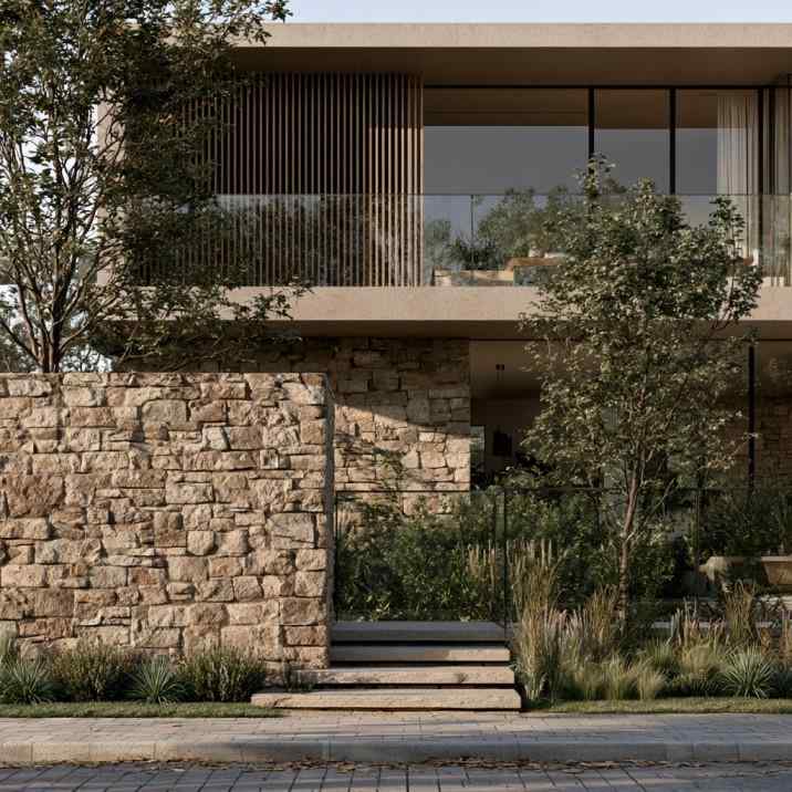 Outdoor stone wall design as garden feature