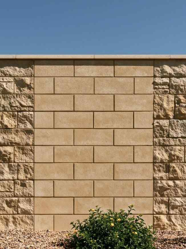 Outdoor stone wall design with sandstone cladding texture