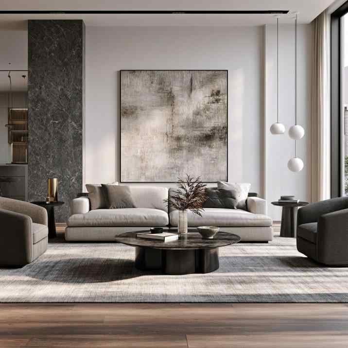 Soft grey and charcoal living room