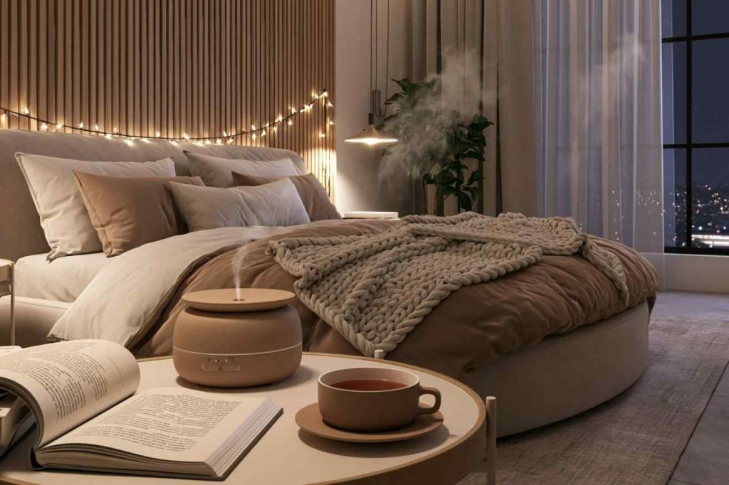 Cosy bedroom ideas with warm layered lighting