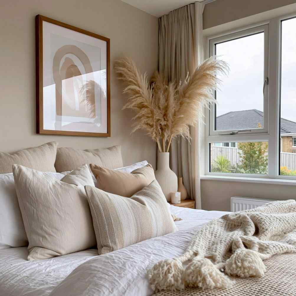 Cosy bedroom ideas with warm neutral tones
