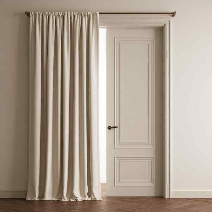 Neutral linen door curtain design panels