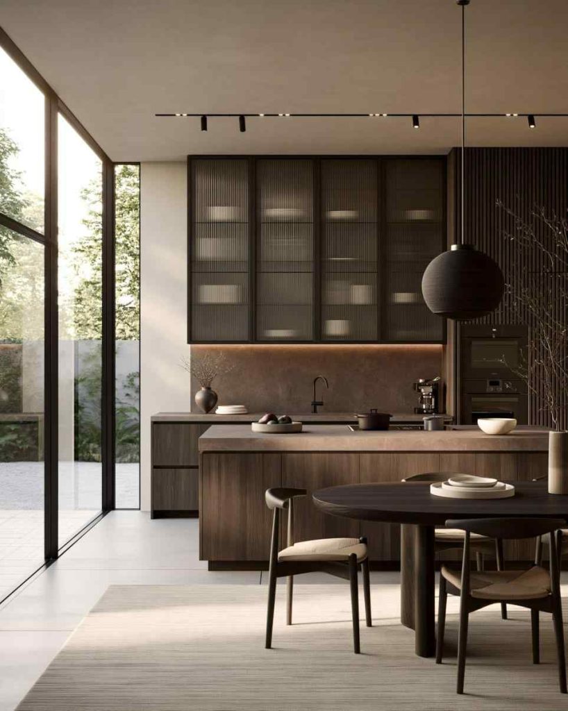 Fluted glass kitchen cabinet door designs modern kitchen