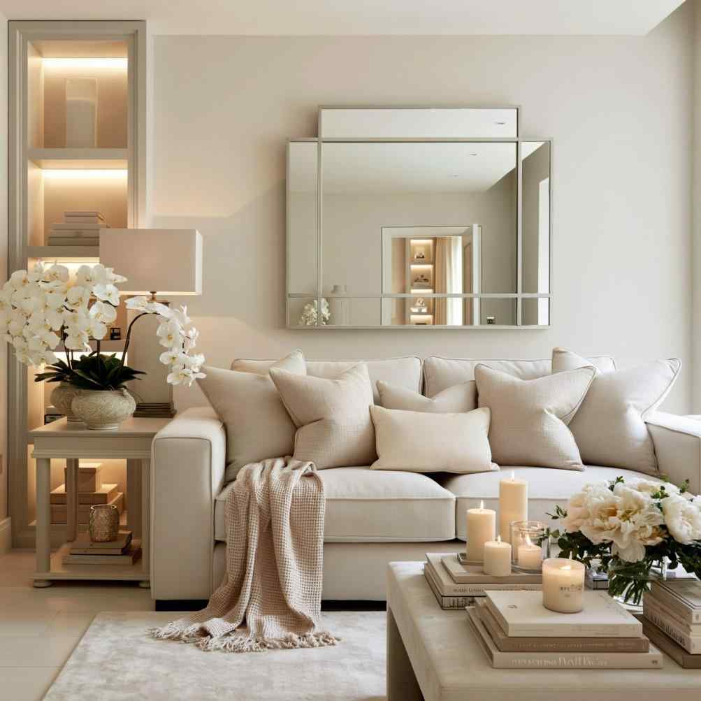 Neutral 2 BHK living room colour combination