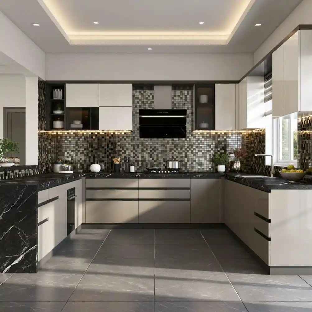  Luxury black and gold mosaic kitchen tiles